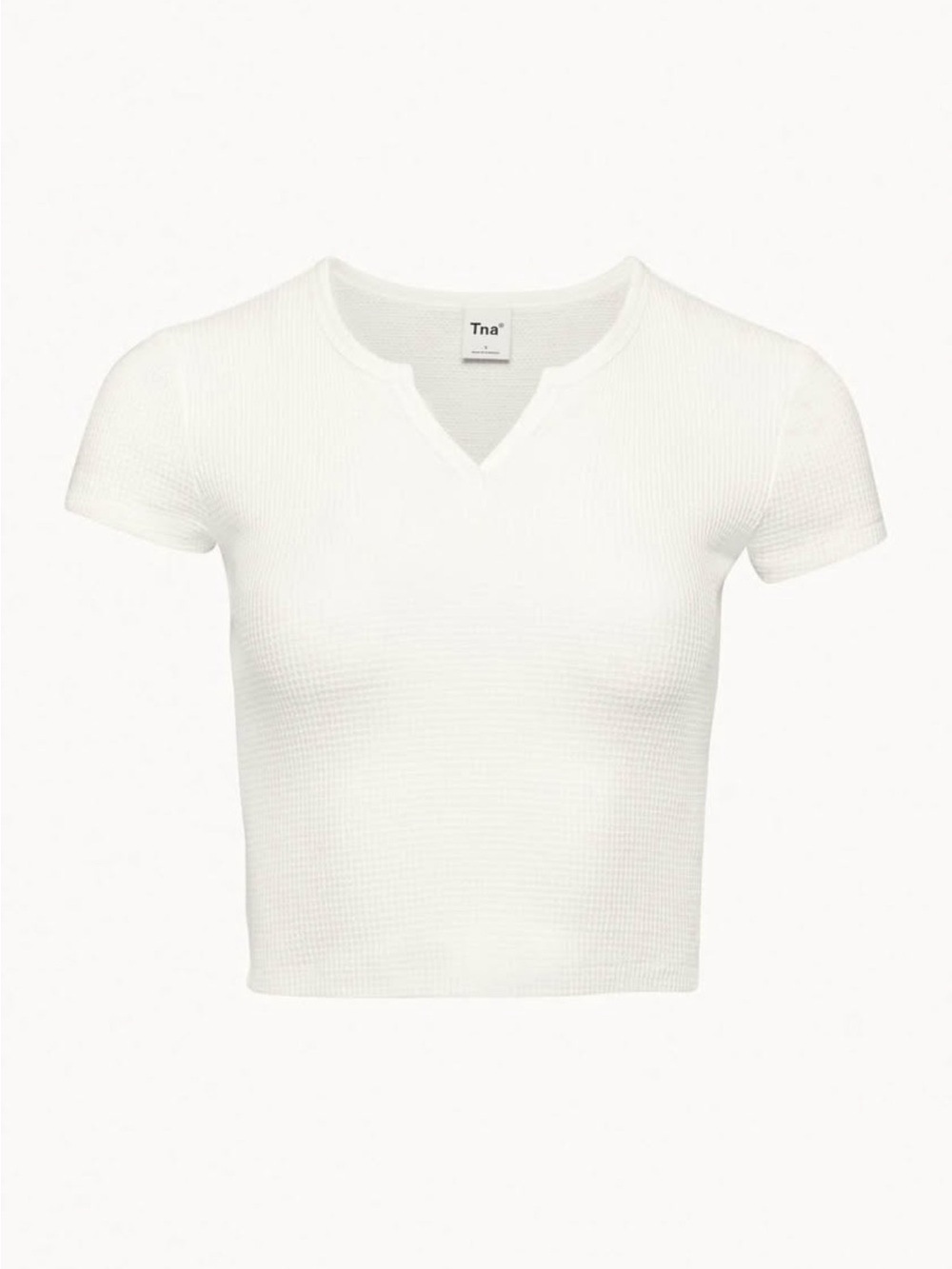 TNA Aritzia Waffle Notch Tee Shirt Heathered Oatmeal
